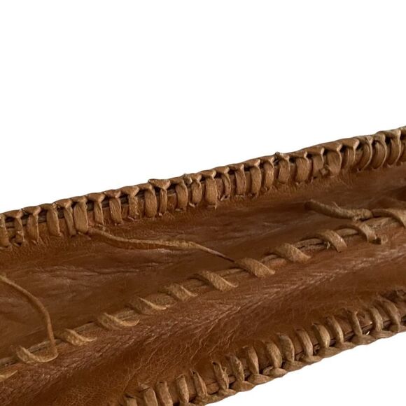 Vintage Handmade Brown Leather Snakeskin Shoulder Crossbody Clutch Purse Bag - Picture 14 of 14